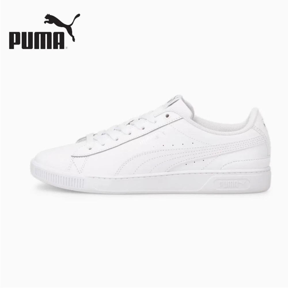 Women's Puma Vikky v3 Leather Trainers 383115_02 White Silver  US9.5 UK7 EUR40.5